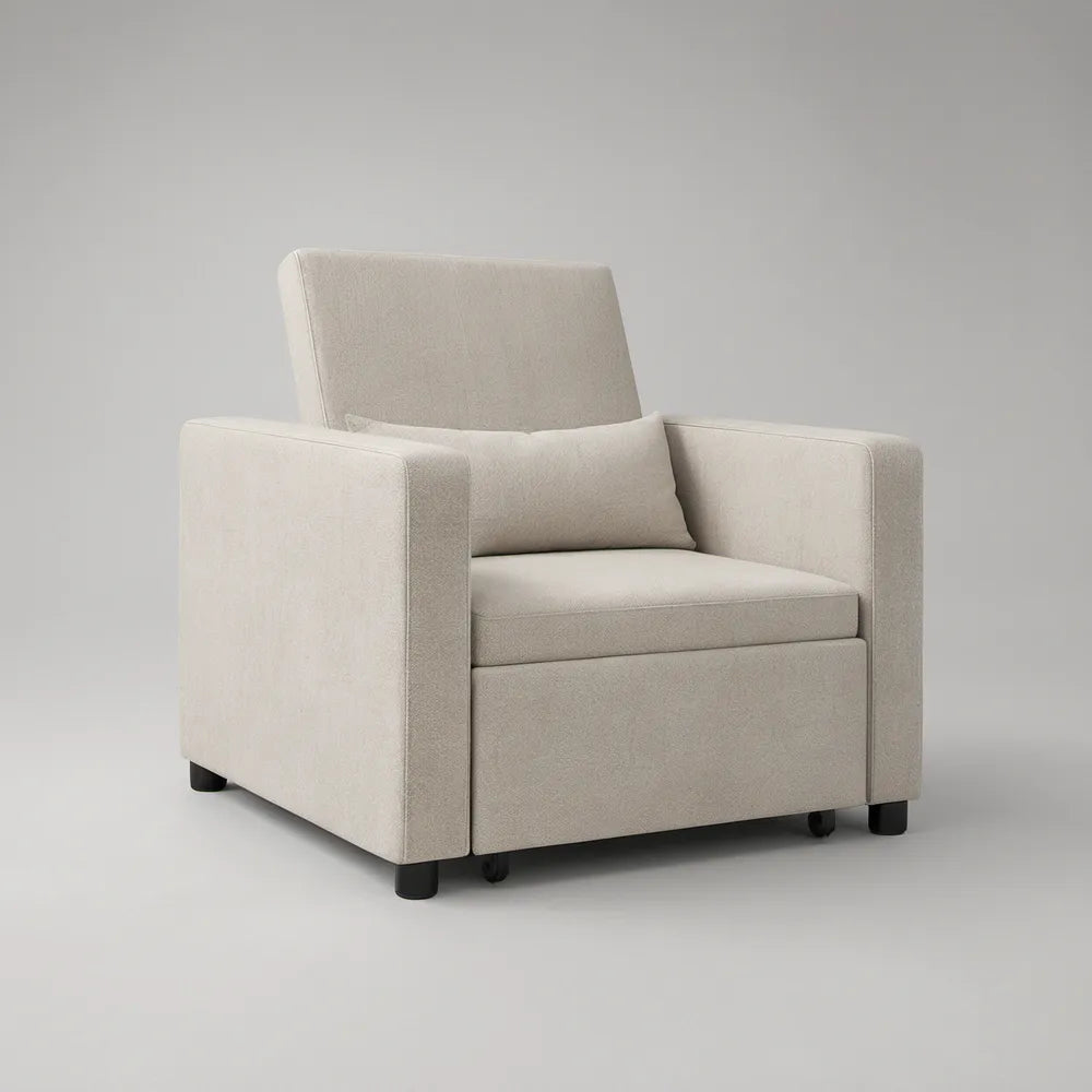 Rechteckiger Sessel mit Rollen, Creme/Schwarz, 85 × 90 × 98 cm