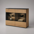 Vitrinenschrank Eiche Natur/Schwarz, 120 x 40 x 100 cm