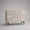 Modernes Sideboard mit 3 Schubladen und 1 Tür, 120 x 40 x 80 cm, Cremeweiss/Schwarz/Goldfarben