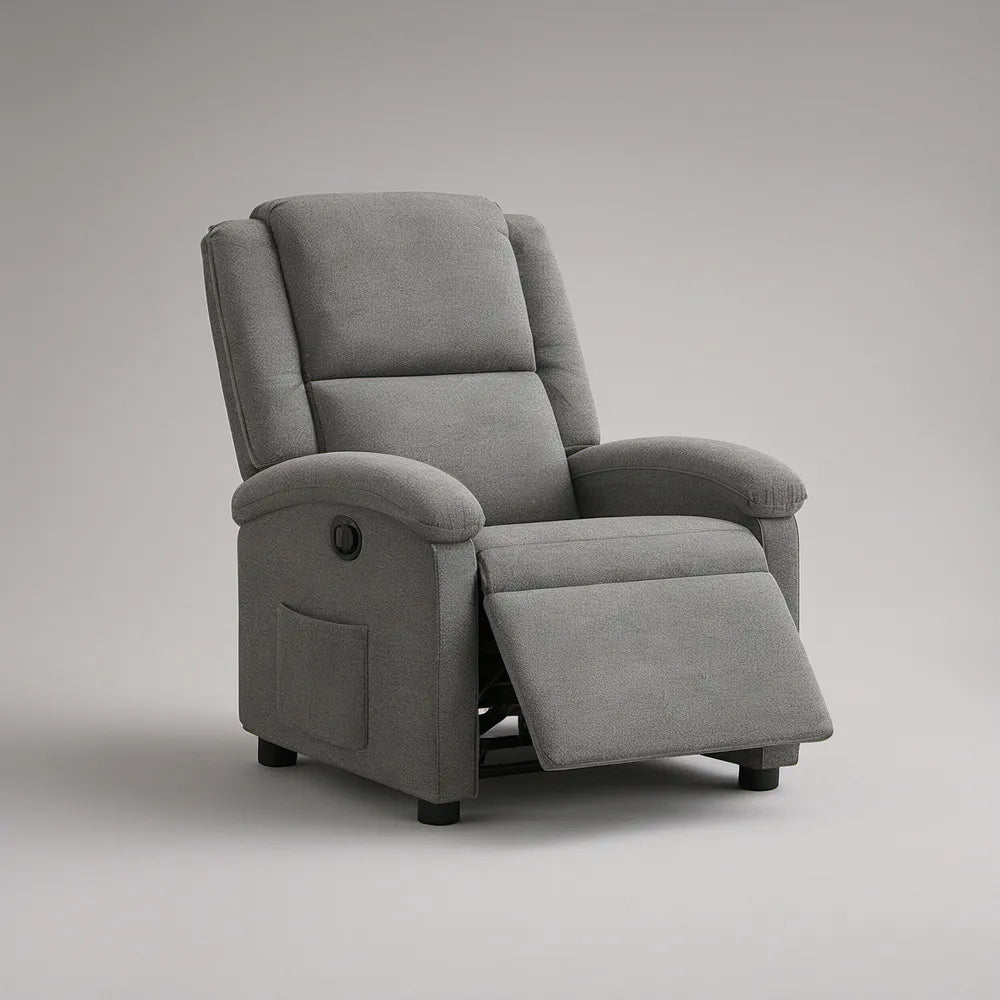 Manuell verstellbarer Relaxsessel aus Polyester in Grau, 86 x 94 x 102 cm