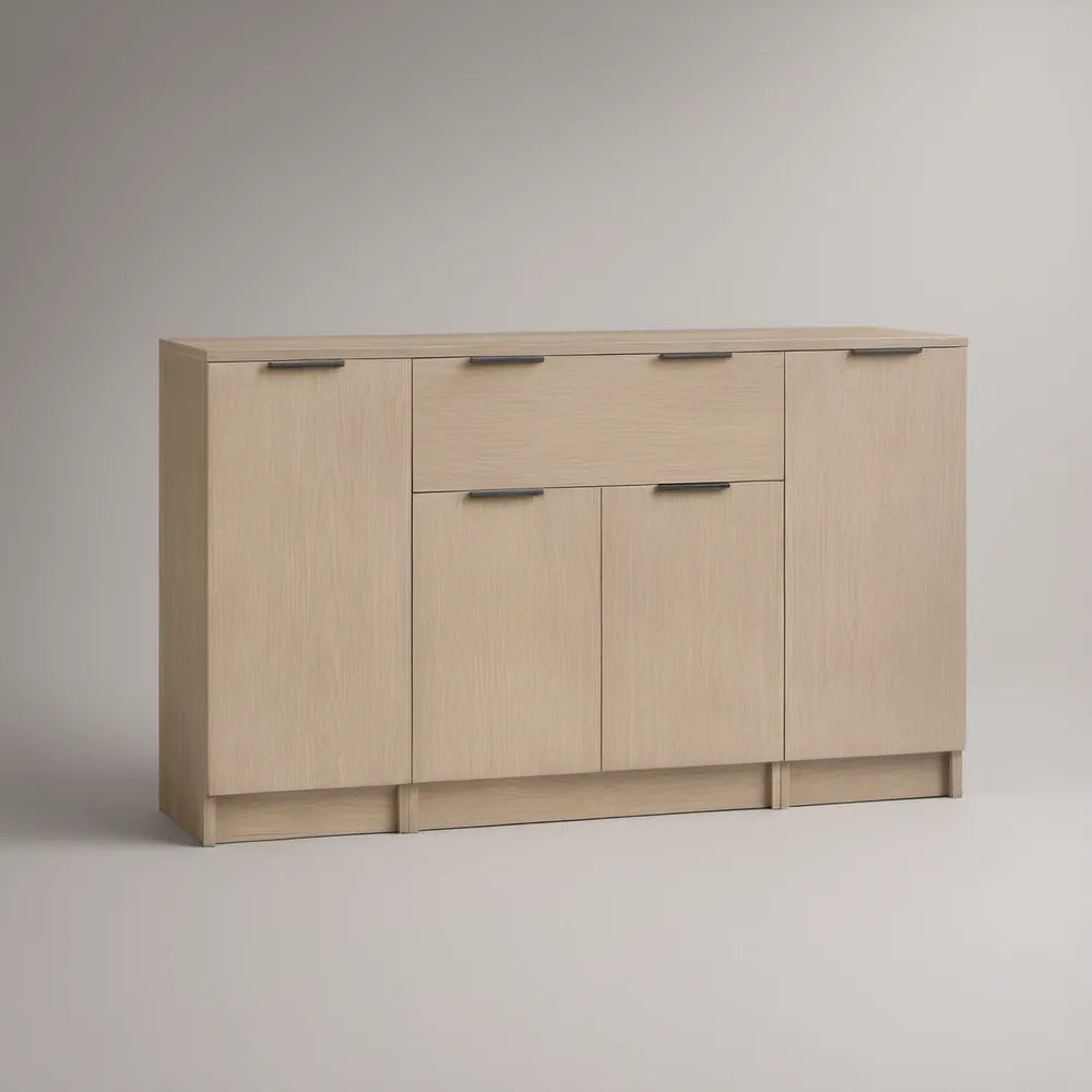 Sideboard 160 x 40 x 90 cm in heller Eichenoptik mit 4 Türen und 1 Schublade