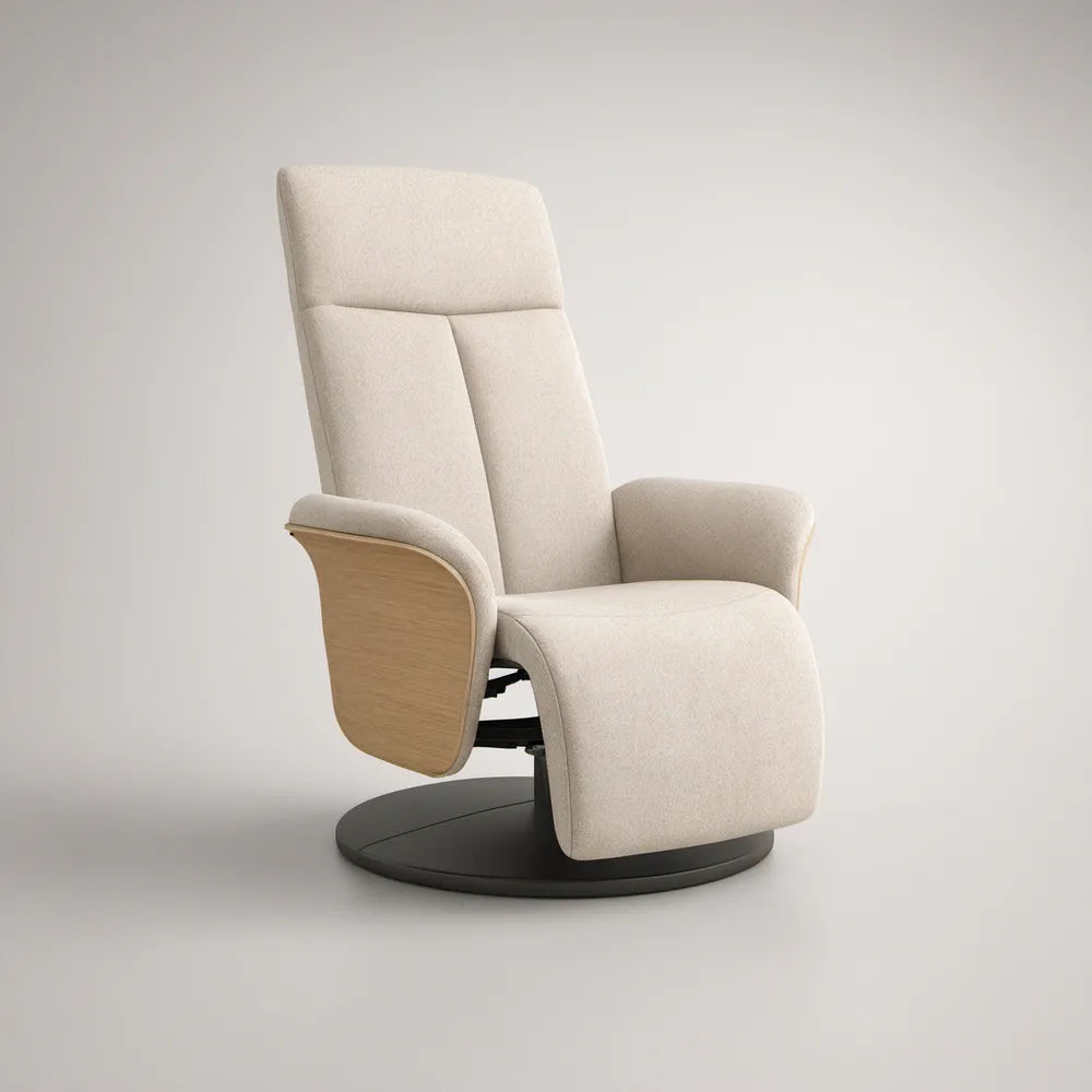 Beiger Relaxsessel mit Drehfuss und Liegefunktion, 78 x 92 x 108 cm