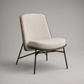 Polstersessel mit hoher Rückenlehne, Polyesterbezug und Stahlgestell, Beige/Naturbraun/Schwarz, 67 x 75 x 88 cm