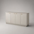 Sideboard mit 4 geriffelten Türen, 160 × 40 × 85 cm, Cremeweiss/Gold